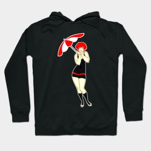 Girl with umbrella on the beach 20s Hoodie